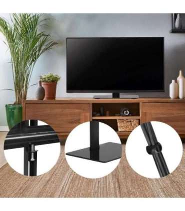 Maclean MC-386 Universal TV Stand Base for Cabinet Dresser Table Desk 32" - 75" 40kg VESA 35° Rotating Temepred Glass