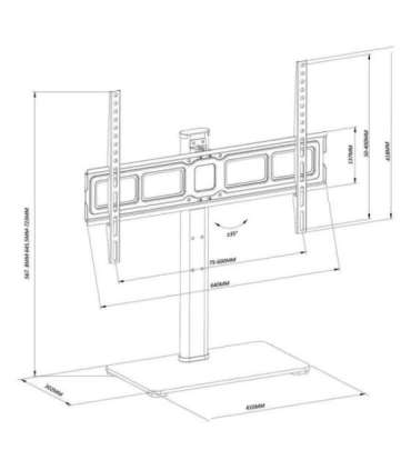 Maclean MC-386 Universal TV Stand Base for Cabinet Dresser Table Desk 32" - 75" 40kg VESA 35° Rotating Temepred Glass