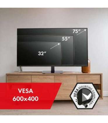 Maclean MC-386 Universal TV Stand Base for Cabinet Dresser Table Desk 32" - 75" 40kg VESA 35° Rotating Temepred Glass