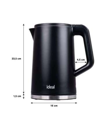 IDEAL Kettle 1.7 l, steel body, power 1500 W, black