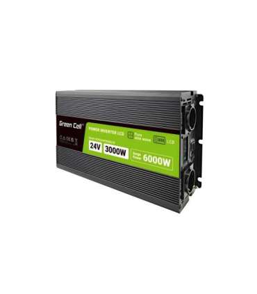 Green Cell Przetwornica napicia PowerInverter LCD 24 V 3000W/60000W Przetwornica samochodowa z wywietlaczem - czysty