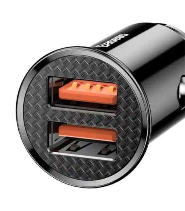 Baseus Circular 2xUSB QC3.0 5A 30W car charger (black)
