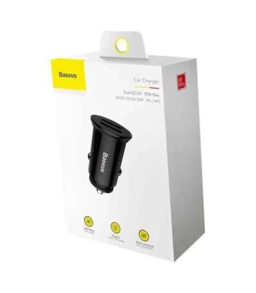 Baseus Circular 2xUSB QC3.0 5A 30W car charger (black)