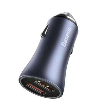 Baseus Golden Contactor Pro Car Charger 2x USB, 40W (gray) +  Cable USB to USB-C 1m (black)