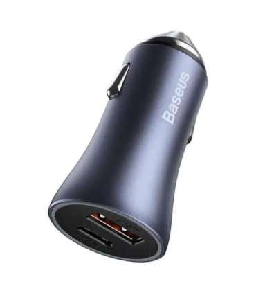 Baseus Golden Contactor Pro Car Charger USB + USB-C, QC4.0+, PD, SCP, 40W (gray) + CabelUSB do USB-C 1m (black)