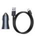 Baseus Golden Contactor Pro Car Charger USB + USB-C, QC4.0+, PD, SCP, 40W (gray) + CabelUSB do USB-C 1m (black)