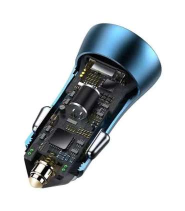 Baseus Golden Contactor Pro car charger, USB + USB-C, QC4.0+, PD, SCP, 40W (blue) + USB-C - Lightning cable 1m (blue)