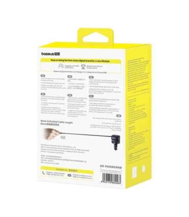 Baseus Enjoyment Max car charger with USB-C+Lightning cables and USB-A+USB-C ports 90W Black