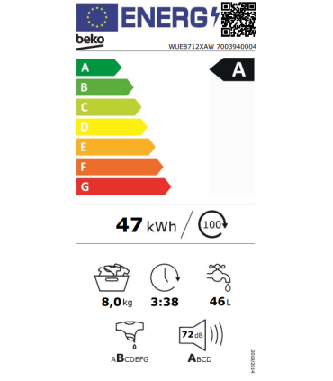 Washing machine BEKO WUE8712XAW