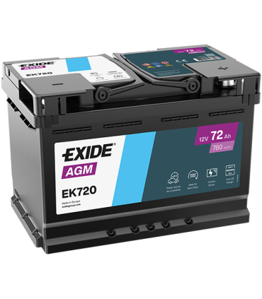 Exide AGM aku 72Ah 760A 278x175x190 -+
