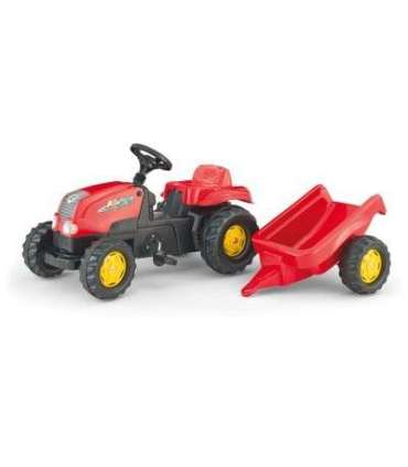 Pedaalidega traktor Rollykid järelkäruga, punane