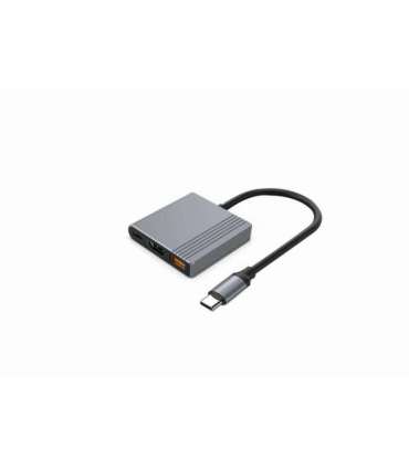 GEMBIRD USB TYPE-C 3-IN-1 MULTI-PORT ADAPTER GREY