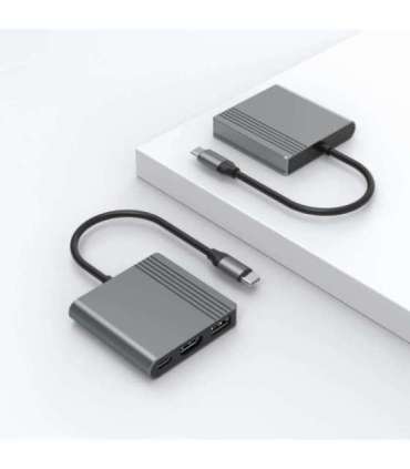 GEMBIRD USB TYPE-C 3-IN-1 MULTI-PORT ADAPTER GREY