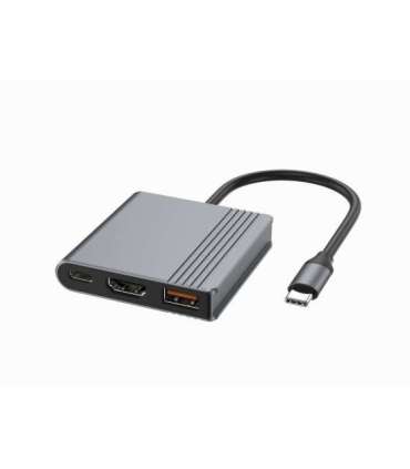 GEMBIRD USB TYPE-C 3-IN-1 MULTI-PORT ADAPTER GREY