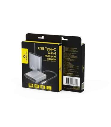GEMBIRD USB TYPE-C 3-IN-1 MULTI-PORT ADAPTER GREY