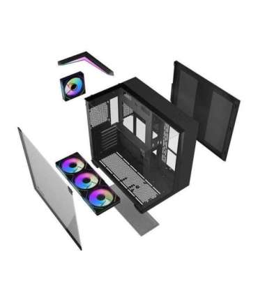 Darkflash TH285 computer case (black) + 4 fans