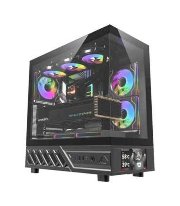DarkFlash DS950V computer case with display (black) + 6 fans