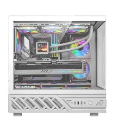 DarkFlash DS950V computer case with display (white) + 6 fans