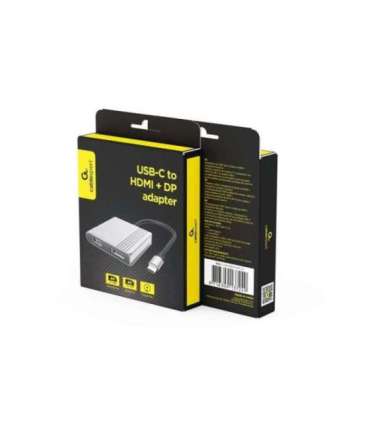 GEMBIRD USB-C TO HDMI + DP ADAPTER 4K 60HZ, BLACK