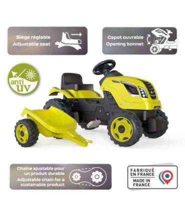 Smoby Traktor kollane Farmer XL käruga