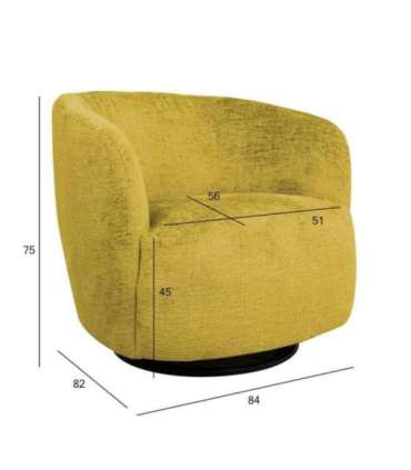 Tugitool MANUELA 84x82xH75cm, kollane