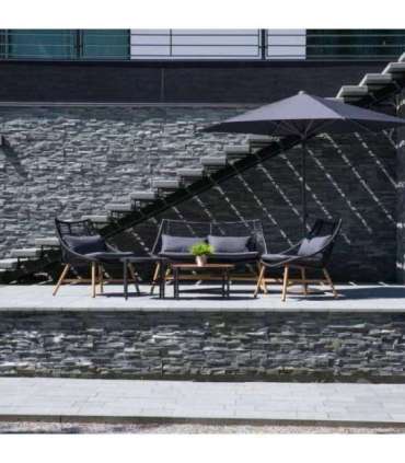 Aiamööblikomplekt HELSINKI diivan, 2 tooli ja 2 lauda, must