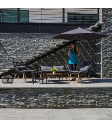 Aiamööblikomplekt HELSINKI diivan, 2 tooli ja 2 lauda, must