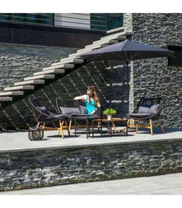 Aiamööblikomplekt HELSINKI diivan, 2 tooli ja 2 lauda, must