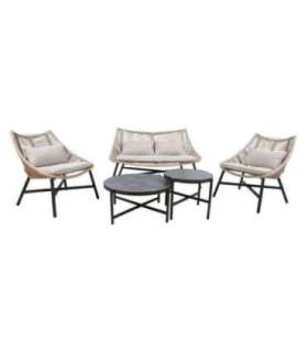 Aiamööblikomplekt HELSINKI diivan, 2 tooli ja 2 lauda, beež