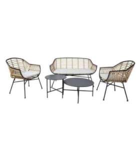 Aiamööblikomplekt LUNDE diivan, 2 tooli ja 2 lauda