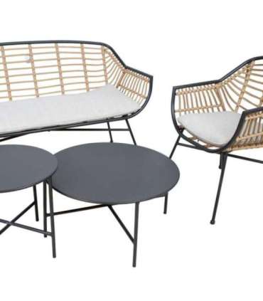 Aiamööblikomplekt LUNDE diivan, 2 tooli ja 2 lauda