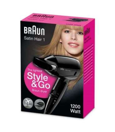 Braun Hairdryer Satin Hair 1 HD130 Travel black Schwarz (BRHD130E)