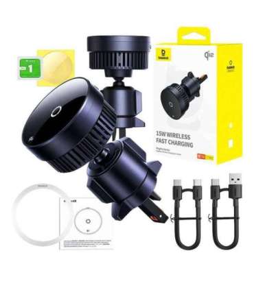 Baseus MagPro car mount with 15W Qi2.0 inductive charger (black)