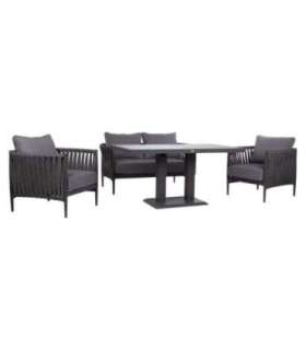 Aiamööblikomplekt BRISTOL laud, diivan ja 2 tooli, hall