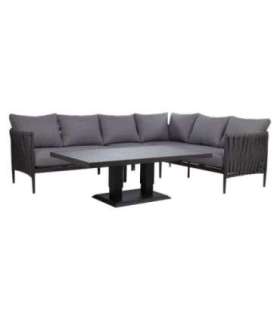 Aiamööblikomplekt BRISTOL nurgadiivan ja laud, hall