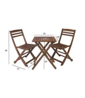 Rõdukomplekt ROUEN laud ja 2 tooli, meranti