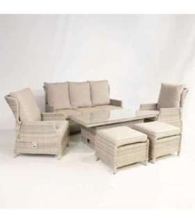 Aiamööblikomplekt BASEL laud, diivan, 2 tooli ja 2 tumbat
