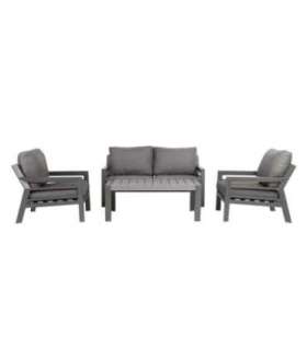 Aiamööblikomplekt TOMSON laud, diivan ja 2 tooli, hall