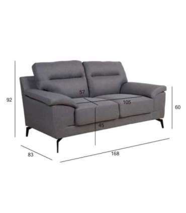 Diivan ENZO 2-kohaline 168x83xH92cm, tumehall