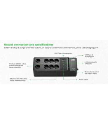 APC Back-UPS 1050VA 8 schuko outlets