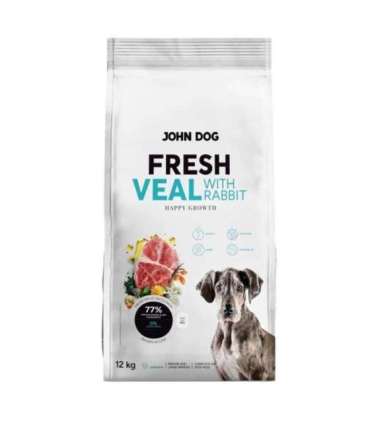 John Dog JUNIOR FRESH VEAL WITH RABBIT Karma sucha dla psa 12kg