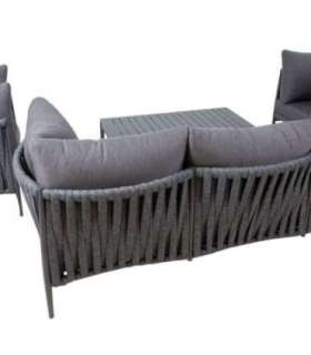 Aiamööblikomplekt BREMEN laud, diivan ja 2 tooli, hall