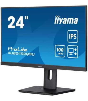 24” WQHD IPS technology panel with USB hub, 100Hz refresh rate and height adjustable stand