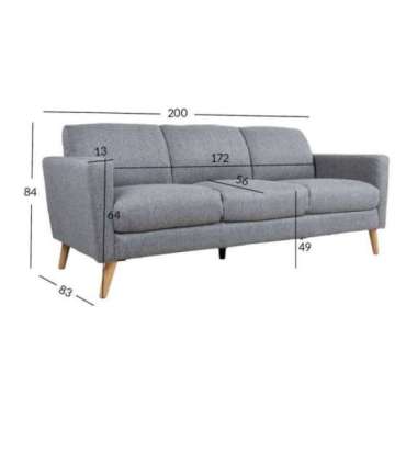 Diivan KAILI 3-kohaline 200x83xH84cm, hall