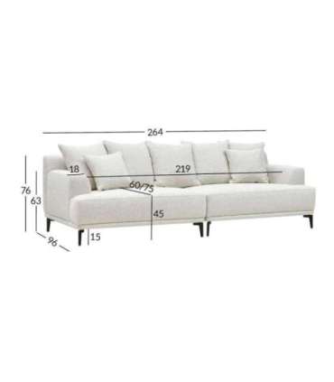 Diivan MAGNOLIA 4-kohaline 264x96xH76cm, helebeež
