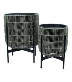 Lillepott WICKER alusega 30x30xH38cm, hall