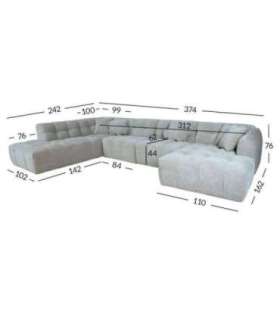 Nurgadiivan FORTE U-kujuline VN 374x242/162xH76cm, hall