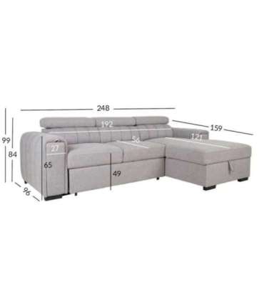 Nurgadiivanvoodi ODELIA PN 252x165xH82/100cm, hall