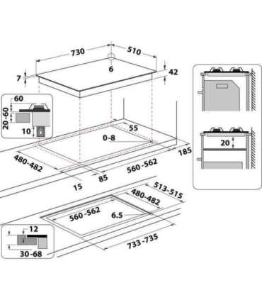Whirlpool AKWL 728/NB Black Built-in 75 cm Gas 5 zone(s)