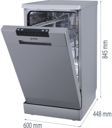 Gorenje GS522E10S Dishwasher, E, Free standing, Width 45 cm, Number of place settings 10, Grey